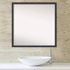 Miroir mural de salle de bain en bois non biseauté Amanti Art, 28" x 28", bronze foncé : Design carré moderne, fixation murale, cadre en bois