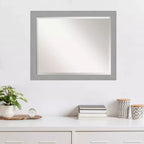 Miroir mural encadré nickel brossé 32" x 26" argenté - Amanti Art