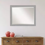 Miroir mural encadré nickel brossé 32" x 26" argenté - Amanti Art