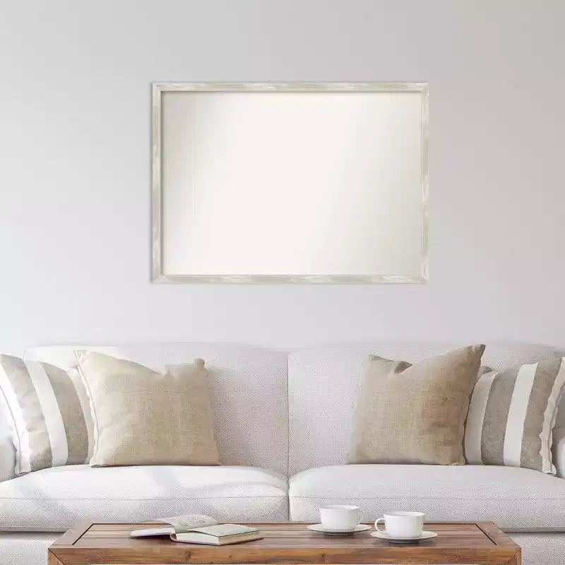 Miroir mural étroit en métal craquelé non biseauté 40" x 29" - Amanti Art : Cadre en polystyrène, quincaillerie de montage incluse
