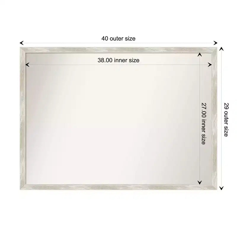 Miroir mural étroit en métal craquelé non biseauté 40" x 29" - Amanti Art : Cadre en polystyrène, quincaillerie de montage incluse