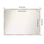 Miroir mural étroit en métal craquelé non biseauté 40" x 29" - Amanti Art : Cadre en polystyrène, quincaillerie de montage incluse