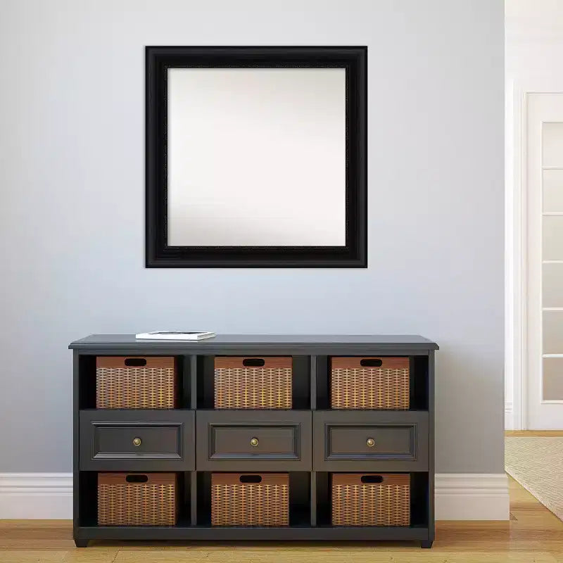 Miroir mural de salle de bain de 32 po x 32 po sans biseau, noir - Amanti Art : Moderne, carré, mural, cadre en polystyrène