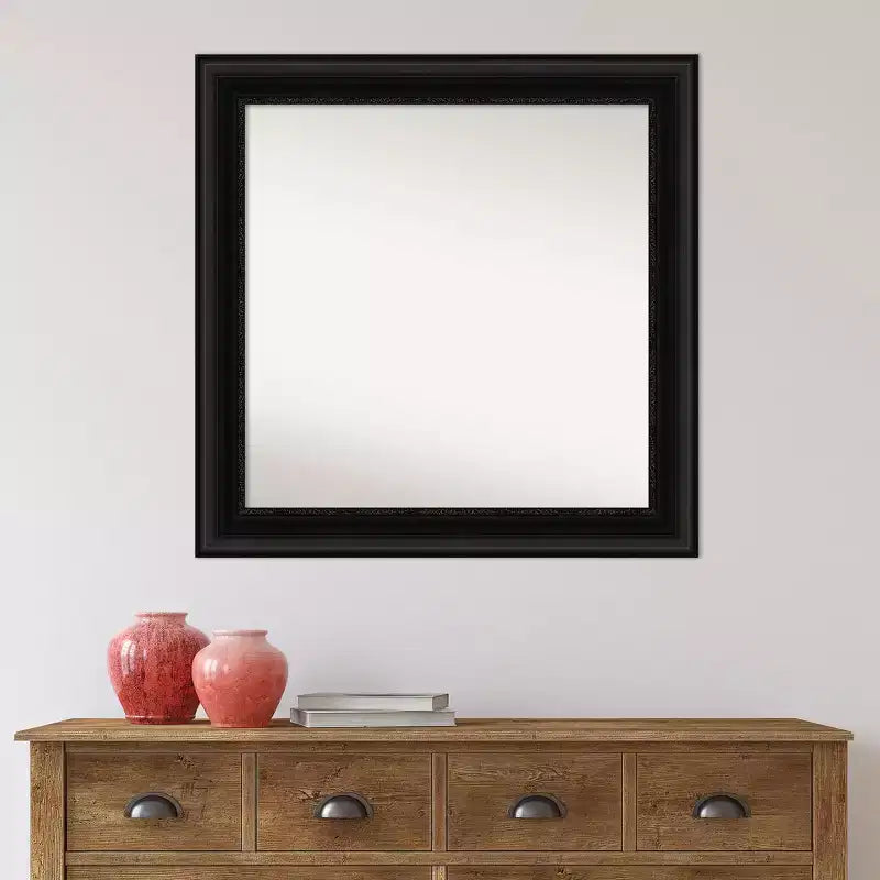Miroir mural de salle de bain de 32 po x 32 po sans biseau, noir - Amanti Art : Moderne, carré, mural, cadre en polystyrène