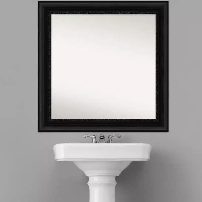 Miroir mural de salle de bain de 32 po x 32 po sans biseau, noir - Amanti Art : Moderne, carré, mural, cadre en polystyrène