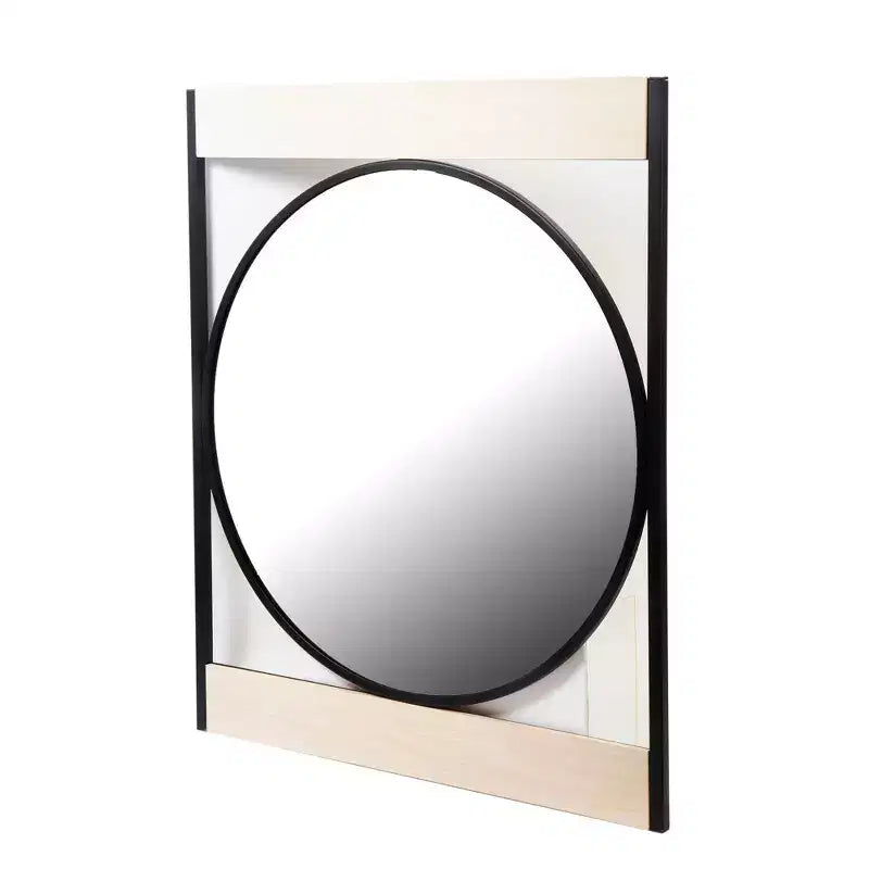 Miroir rond en métal Kiera Grace Logan 30" : Décoration moderne style ferme, fixation murale, aucun assemblage requis