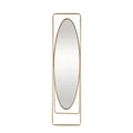 Olivia & May 66"x17"Metal Geometric Oval Floor Mirror with Rectangular Frame and Stand Gold: No Scratch Base, Indoor Use, Fully Assembled