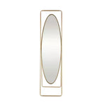 Olivia & May 66"x17"Metal Geometric Oval Floor Mirror with Rectangular Frame and Stand Gold: No Scratch Base, Indoor Use, Fully Assembled