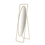 Olivia & May Miroir ovale géométrique sur pied en métal 167,6 x 43,2 cm avec cadre rectangulaire et support doré : Base anti-rayures, utilisation intérieure, entièrement assemblé