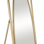 Olivia & May Miroir ovale géométrique sur pied en métal 167,6 x 43,2 cm avec cadre rectangulaire et support doré : Base anti-rayures, utilisation intérieure, entièrement assemblé