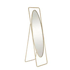 Olivia & May Miroir ovale géométrique sur pied en métal 167,6 x 43,2 cm avec cadre rectangulaire et support doré : Base anti-rayures, utilisation intérieure, entièrement assemblé
