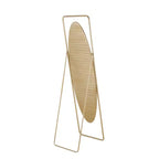 Olivia & May Miroir ovale géométrique sur pied en métal 167,6 x 43,2 cm avec cadre rectangulaire et support doré : Base anti-rayures, utilisation intérieure, entièrement assemblé