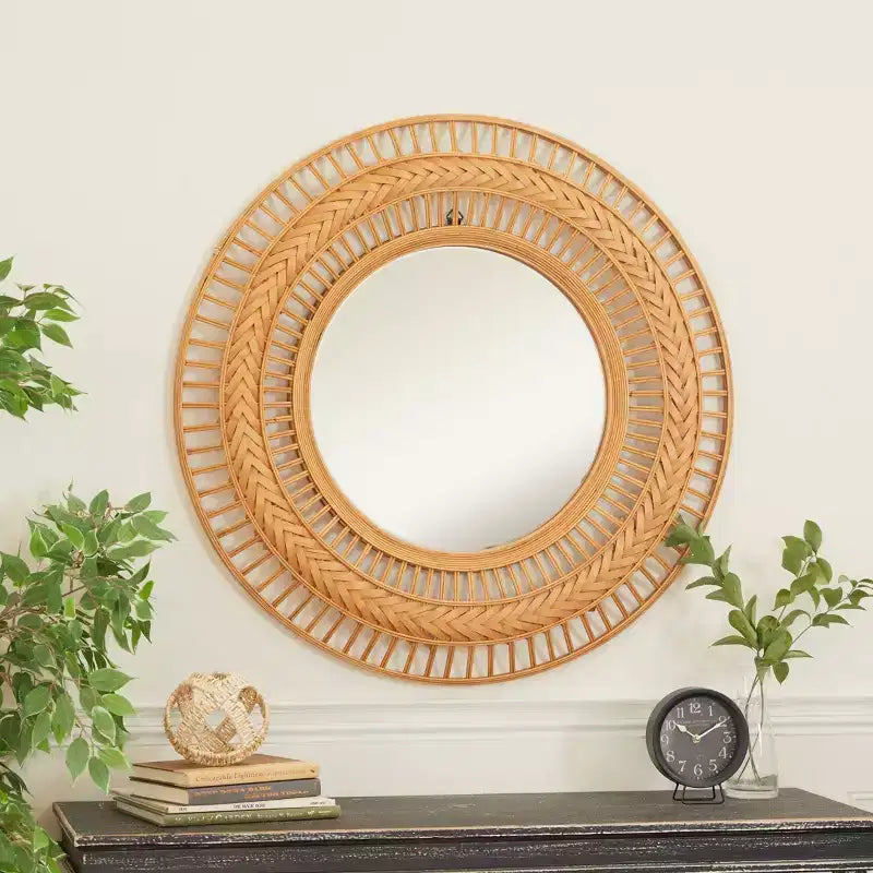 Miroir Mural Marron en Métal Tressé à la Main avec des Motifs Complexes - Olivia & May