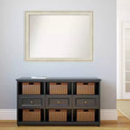 Miroir mural de salle de bain 43" x 32" Regal Birch crème sans biseau - Amanti Art : Rectangulaire, cadre en polystyrène, fixation murale