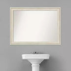 Miroir mural de salle de bain 43" x 32" Regal Birch crème sans biseau - Amanti Art : Rectangulaire, cadre en polystyrène, fixation murale