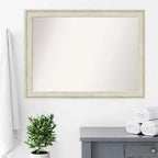 Miroir mural de salle de bain 43" x 32" Regal Birch crème sans biseau - Amanti Art : Rectangulaire, cadre en polystyrène, fixation murale