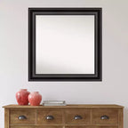 Miroir mural de salle de bain noir sans biseau 32" x 32" - Amanti Art