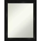 22" x 28" Non-Beveled Grand Black Narrow Wall Mirror - Amanti Art: Modern Rectangle, Polystyrene Frame, Wall Mounted