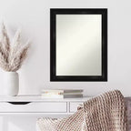 Miroir mural grand format noir étroit sans biseau 22" x 28" - Amanti Art : Rectangle moderne, cadre en polystyrène, à fixer au mur