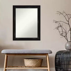 Miroir mural grand format noir étroit sans biseau 22" x 28" - Amanti Art : Rectangle moderne, cadre en polystyrène, à fixer au mur