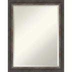 22" x 28" Bark Rustic Char Narrow Framed Wall Mirror Brown - Amanti Art