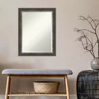 Miroir mural étroit encadré rustique en écorce 22 po x 28 po marron - Amanti Art