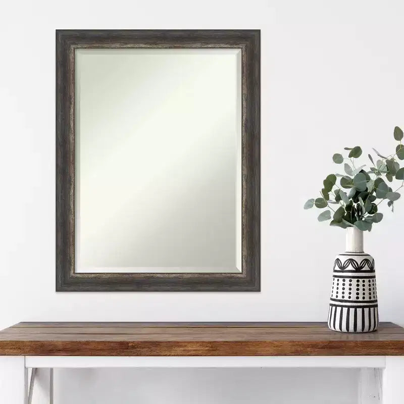 Miroir mural étroit encadré rustique en écorce 22 po x 28 po marron - Amanti Art