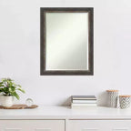 Miroir mural étroit encadré rustique en écorce 22 po x 28 po marron - Amanti Art