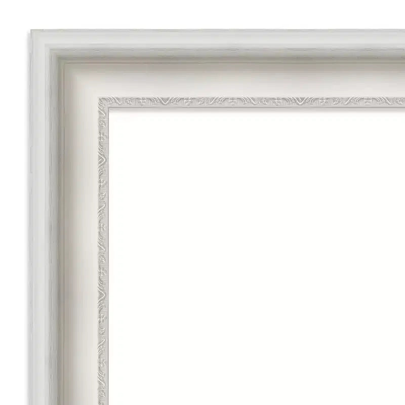Miroir mural de salle de bain blanc salon non biseauté 34" x 28" - Amanti Art : Rectangle moderne, Quincaillerie de montage incluse
