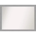 42" x 31" Non-Beveled Brushed Nickel Wall Mirror - Amanti Art: Modern Rectangle, Polystyrene Frame, Includes Mounting Hardware