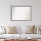 Miroir mural biseauté non biseauté en nickel brossé 42" x 31" - Amanti Art : Rectangulaire moderne, cadre en polystyrène, quincaillerie de montage incluse