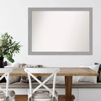 Miroir mural biseauté non biseauté en nickel brossé 42" x 31" - Amanti Art : Rectangulaire moderne, cadre en polystyrène, quincaillerie de montage incluse