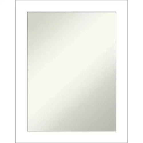 22" x 28" Non-Beveled Wedge White Bathroom Wall Mirror - Amanti Art: Modern Rectangle, Includes Mounting Hardware