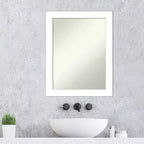 Miroir mural de salle de bain blanc biseauté de 22 po x 28 po - Amanti Art : Rectangle moderne, fixation incluse