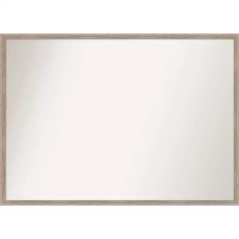 39" x 28" Non-Beveled Hard Wedge Whitewash Wood Wall Mirror - Amanti Art: Modern Rectangular, Includes Mounting Hardware