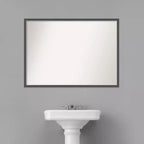 Miroir mural de salle de bain fin Eva sans biseau 40" x 29" Noir - Amanti Art : Rectangulaire moderne, à fixer au mur