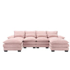 Canapé sectionnel Cloud pour salon, canapé moderne en chenille/bouclette en forme de U, canapé-lit modulaire confortable avec double méridienne