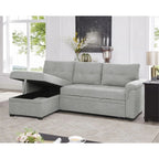 Canapé d'angle réversible convertible avec lit gigogne, méridienne avec rangement dissimulé et pieds durables