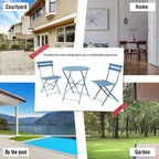 Ensemble bistro pliant 3 pièces en métal, ensemble de conversation intérieur/extérieur résistant aux intempéries pour patio, cour, jardin