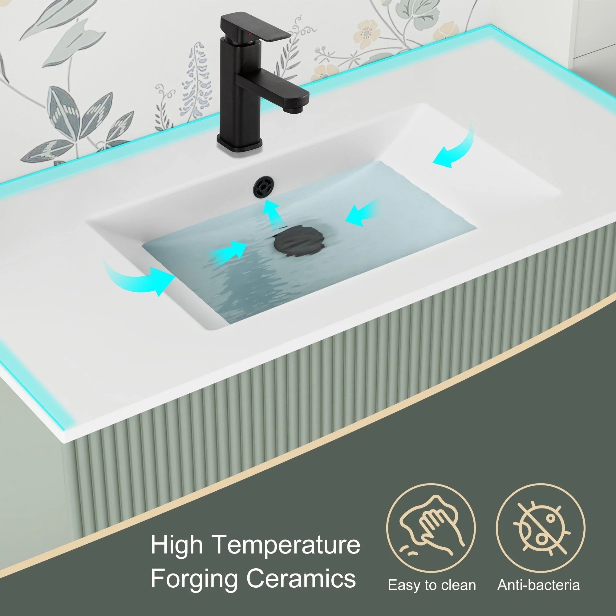 Meuble-lavabo Wavy Line 30/36/48 avec évier et robinet