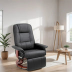 Fauteuil de relaxation pivotant en cuir réglable avec repose-pieds et accoudoirs