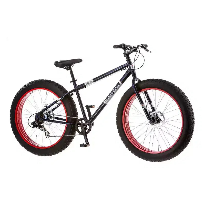 Vélo de montagne Mongoose Dolomite pour homme à gros pneus 26", bleu marine/rouge