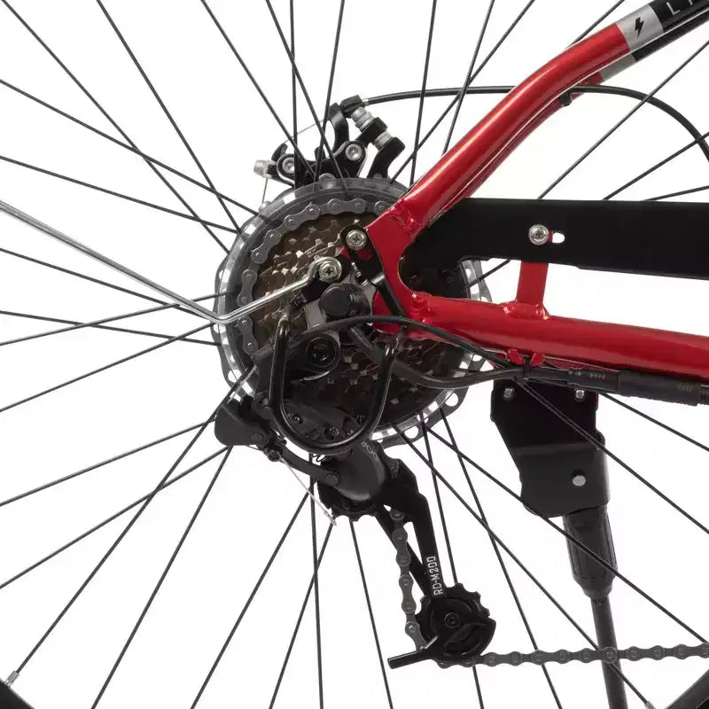 Vélo électrique Huffy Lyndon enjambeur – Roues de 27,5 po – 32 km/h – 36 V – Rouge