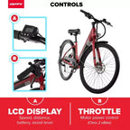 Vélo électrique Huffy Lyndon enjambeur – Roues de 27,5 po – 32 km/h – 36 V – Rouge