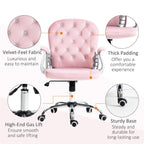 Chaise de bureau à domicile en velours réglable en hauteur avec accoudoirs rembourrés et roulettes - N/A