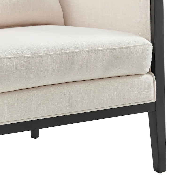 Fauteuil d'appoint en lin Tillman avec rotin