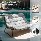 Fauteuil Double Papasan avec Coussin, en Rotin PE Résistant aux Intempéries et Cadre en Métal pour Intérieur et Extérieur