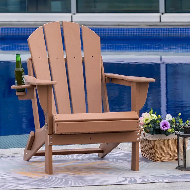 Chaise Adirondack pliable d'extérieur avec porte-gobelet