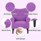 Fauteuil d'appoint moderne Erommy, fauteuil à dossier haut, canapé individuel en tissu capitonné avec pieds en bois pour salon