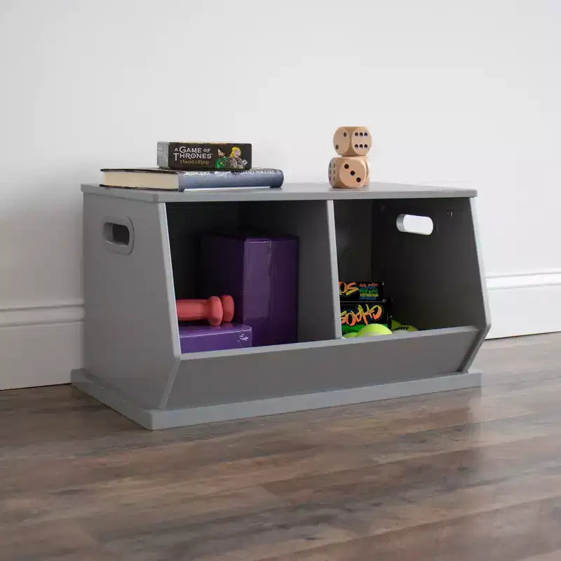 Meuble de rangement pour jouets en bois et bibliothèque pour enfants, gris - Humble Crew : Organisateur de jouets, cadre en MDF, étagère ouverte, 2 ans et plus